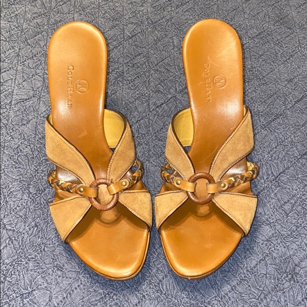 Cole Haan leather & suede heeled sandals. 8 1/2